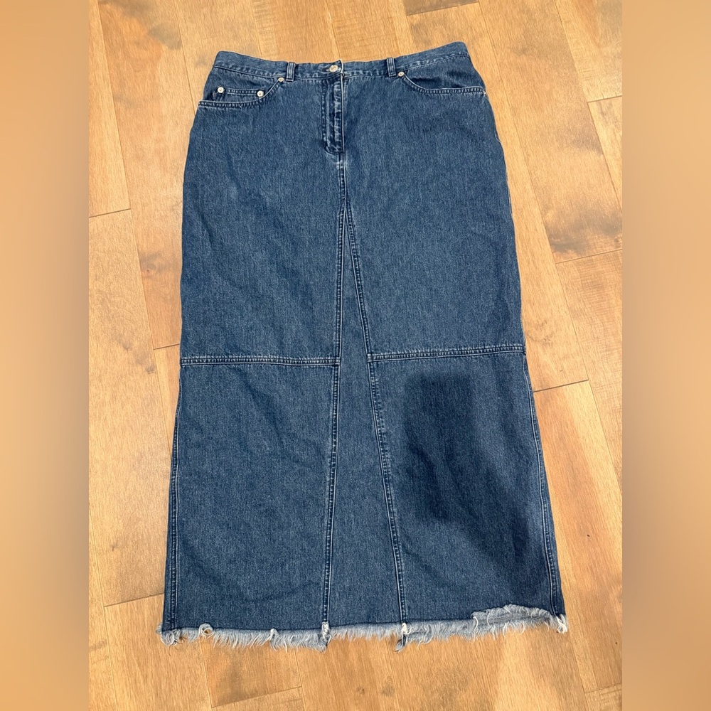 Ralph Lauren Jeans Co. denim maxi skirt in a blue wash with a raw hem size 16
